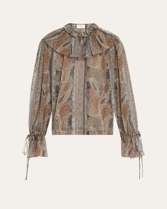 Paisley Button Down Sheer Blouse